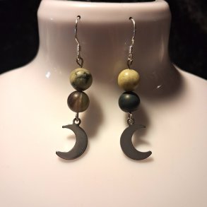 Luna Cult �reringe - M�ne m. Jade Perler