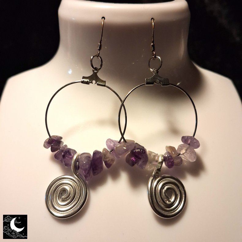 Luna Cult �reringe - Spiral m. Ametyst