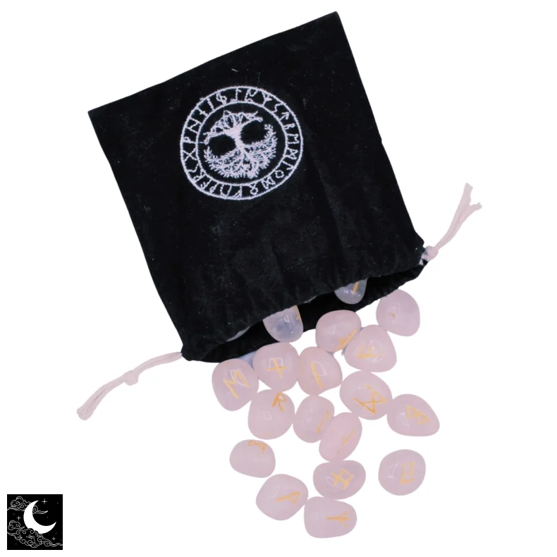 Rosa Kvarts Runesten S�t 25 stk