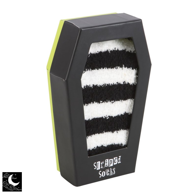 Stribede Hyggesokker i Gave�ske - Hvid/Sort