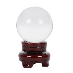 8cm Krystalkugle af Glas m. Base i Tr�