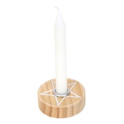 Holder til Spell Candles i Naturtr� - Pentagram