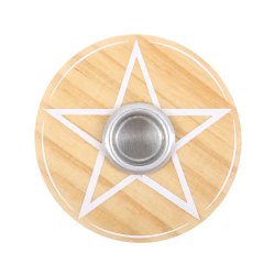 Holder til Spell Candles i Naturtr� - Pentagram