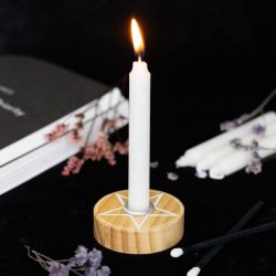 Holder til Spell Candles i Naturtr� - Pentagram