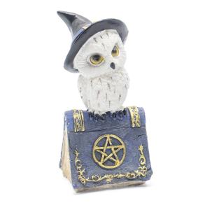 Ugle p� Bog Resin Figur (Bl�)