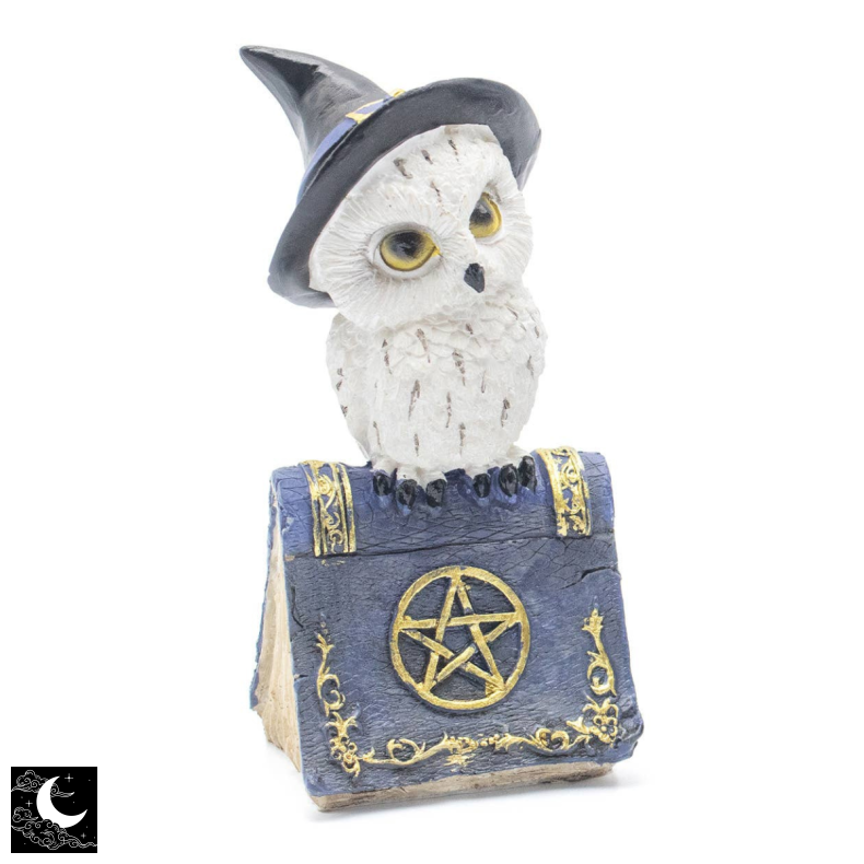 Ugle p� Bog Resin Figur (Bl�)