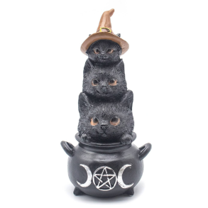 Katte Totem i Kedel Resin Figur