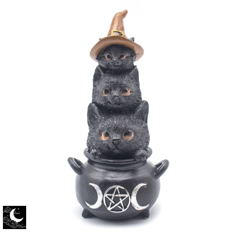 Katte Totem i Kedel Resin Figur