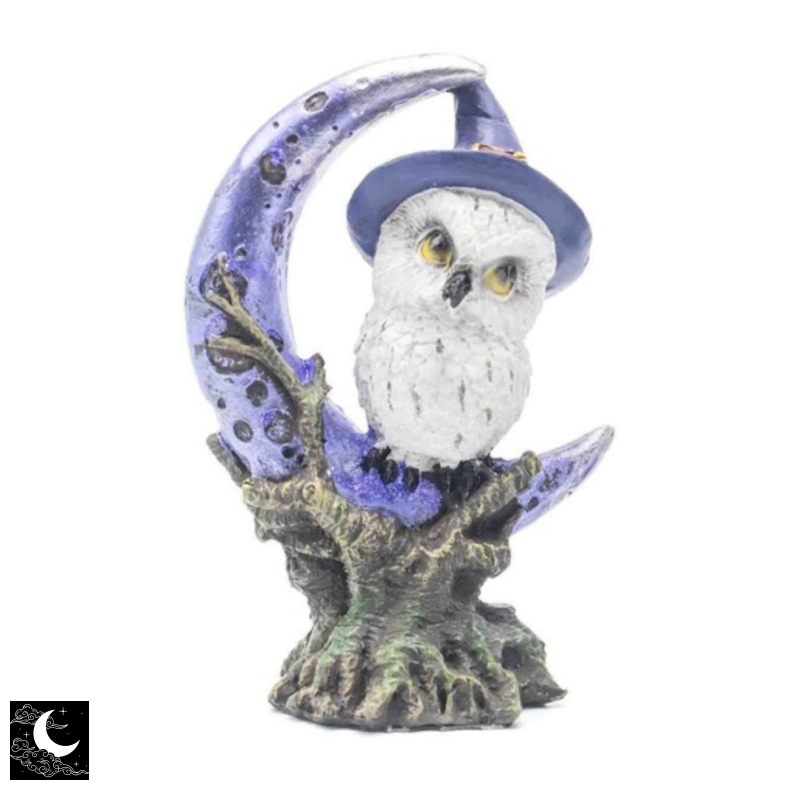 Ugle p� M�ne Resin Figur (Lilla)