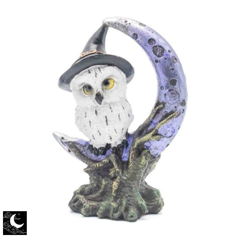 Ugle p� M�ne Resin Figur (Sort)