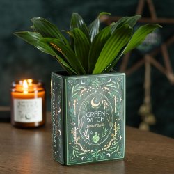 "Green Witch - Book of Spells" Vase