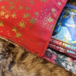 Luna Cult Tarotkort Pung - R�d m. Stjerner/blomster