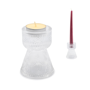 Dobbelt Lysestage i Dekoreret Glas