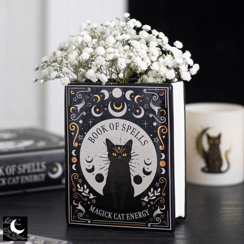 "Book of Spells Cat Magick" Bogformet Vase