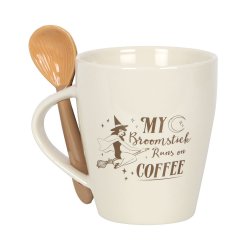 "My Broomstick Runs on Coffee" Krus med Ske